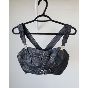 Genuine leather crop bracelet/harness